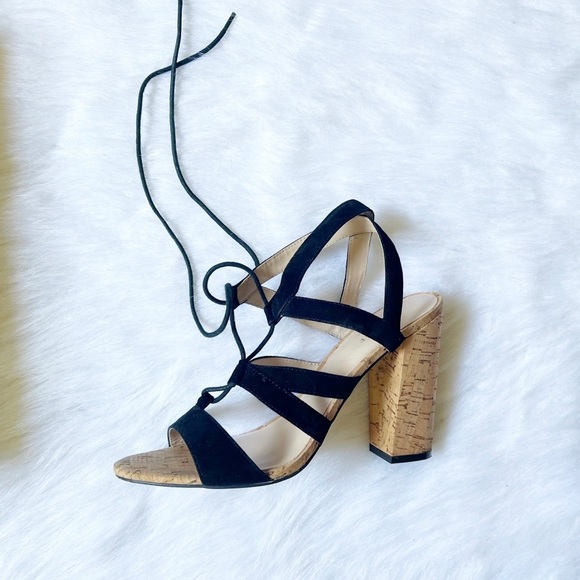 Nicole Miller Artelier Tate Women’s Strappy Block Cork Heels • Lace up • 9 | NEW - Picture 5 of 9